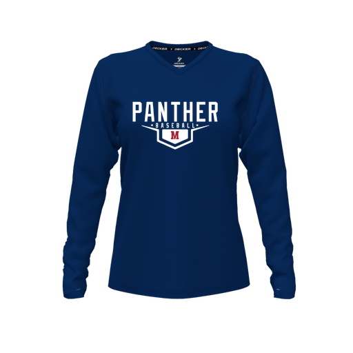 [FTLVCFNV-FYXS-LOGO1] Decker Comfort T-Shirt (Female Youth XS, Navy, V Neck, Logo 1, Long Sleeve)