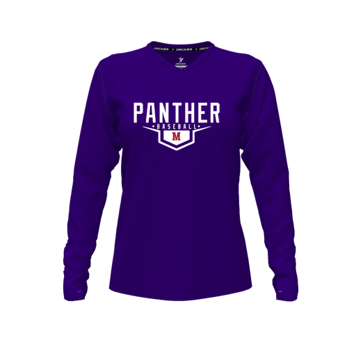 [FTLVPTPP-FYXS-LOGO1] Decker Performance T-Shirt (Female Youth XS, Purple, V Neck, Logo 1, Long Sleeve)