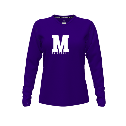 [CUS-DFW-TEES-PER-VNK-LSL-PUR-FYXS-LOGO2] Performance T-Shirt (Female Youth XS, Purple, V Neck, Logo 2, Long Sleeve)