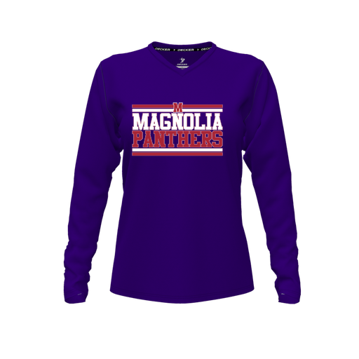 [FTLVPTPP-FYXS-LOGO3] Decker Performance T-Shirt (Female Youth XS, Purple, V Neck, Logo 3, Long Sleeve)