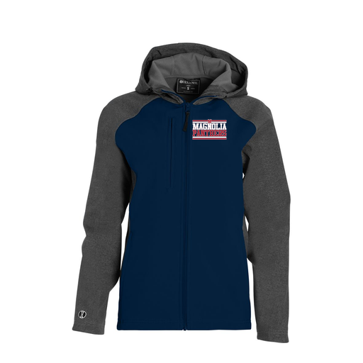 [229357.H03.XS-LOGO3] Soft Shell Full Zip Jacket - Womens (Female Adult XS, Navy, Logo 3)