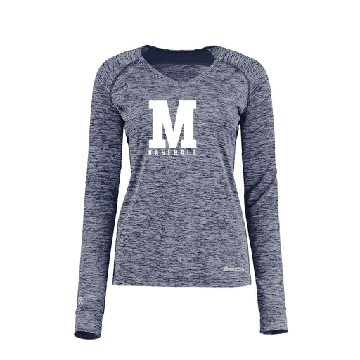 [222770.U22.XS-LOGO2] Ladies Electric Long Sleeve Shirt (Female Adult XS, Navy, Logo 2)