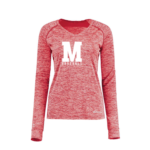 [222770.T20.XS-LOGO2] Ladies Electric Long Sleeve Shirt (Female Adult XS, Red, Logo 2)