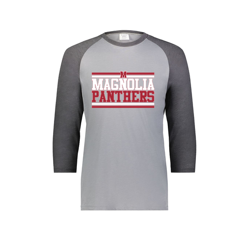 [6879.30V.S-LOGO3] Men's Vintage 3/4 Sleeve T-Shirt (Adult S, Gray, Logo 3)