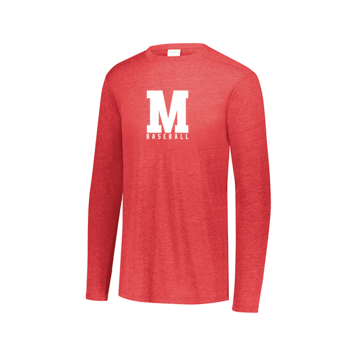 [FTLCUBRD-AXS-LOGO2] Decker Men's Tri-Blend T-Shirt - Long Sleeve (Adult XS, Red, Logo 2)
