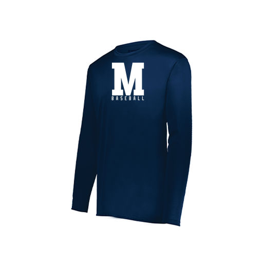[222823.065.S-LOGO2] Youth LS Smooth Sport Shirt (Youth S, Navy, Logo 2)