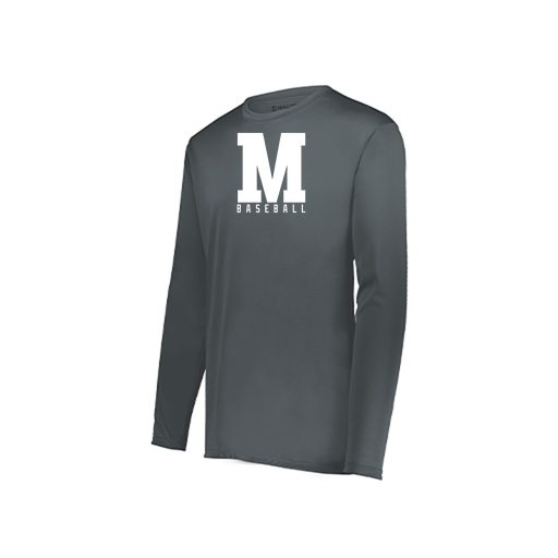 [222823.059.S-LOGO2] Youth LS Smooth Sport Shirt (Youth S, Gray, Logo 2)