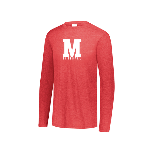 [FTLCUBRD-YS-LOGO2] Decker Youth Tri-Blend T-Shirt - Long Sleeve (Youth S, Red, Logo 2)